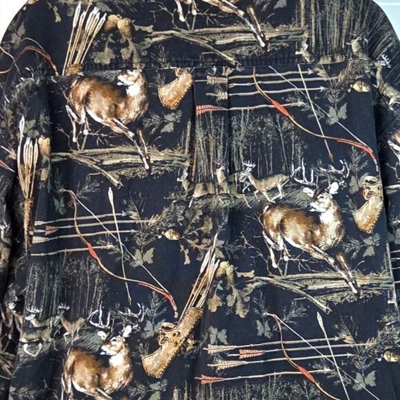 RedHead Mens XXL Button-Down Shirt Deer & Hunting Scene Black 100% Cotton - Picture 7 of 7